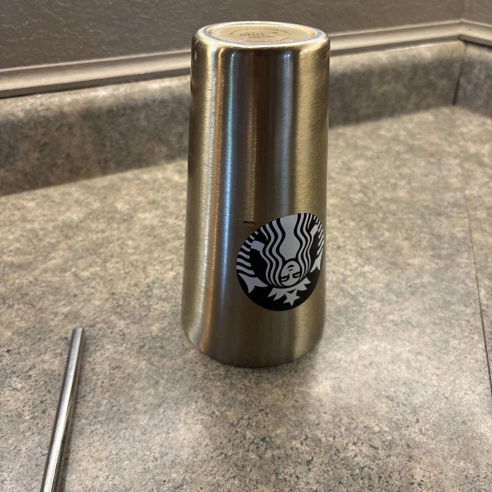 Starbucks Stainless Steel Tumbler 16 Oz Coffee Tea Water + Straw